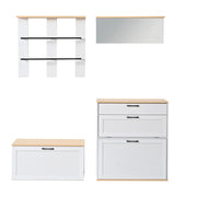 Mobili da ingresso modulari con scarpiera ribaltabile; specchio e doppia barra appendiabiti; per ingresso; 156 × 36 × 176 cm