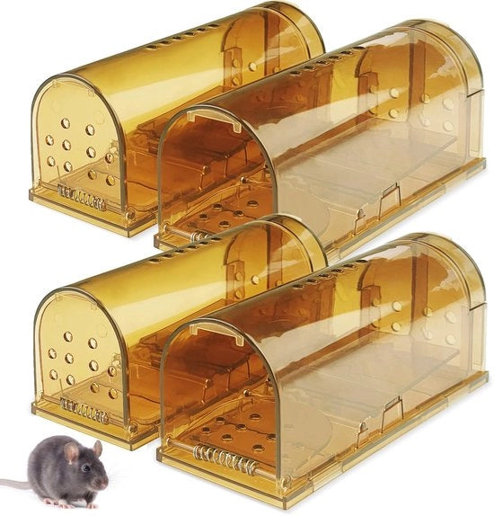 Set di trappole per topi da 4 pezzi - Trappola amichevole per animali - Trappola per topi riutilizzabile - Materiale ABS ecocompatibile - Alta sensibilità - Facile da utilizzare