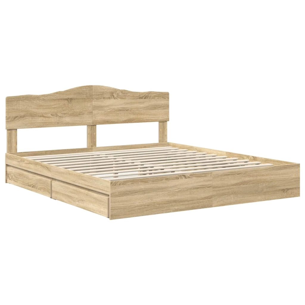 Letto con Contenitore con testiera Rovere Sonoma 180 x 200 cm 3413070
