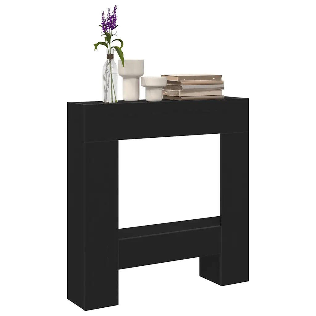Cornice per Camino Rovere Nero 81x18x82 cm in Truciolato 865985