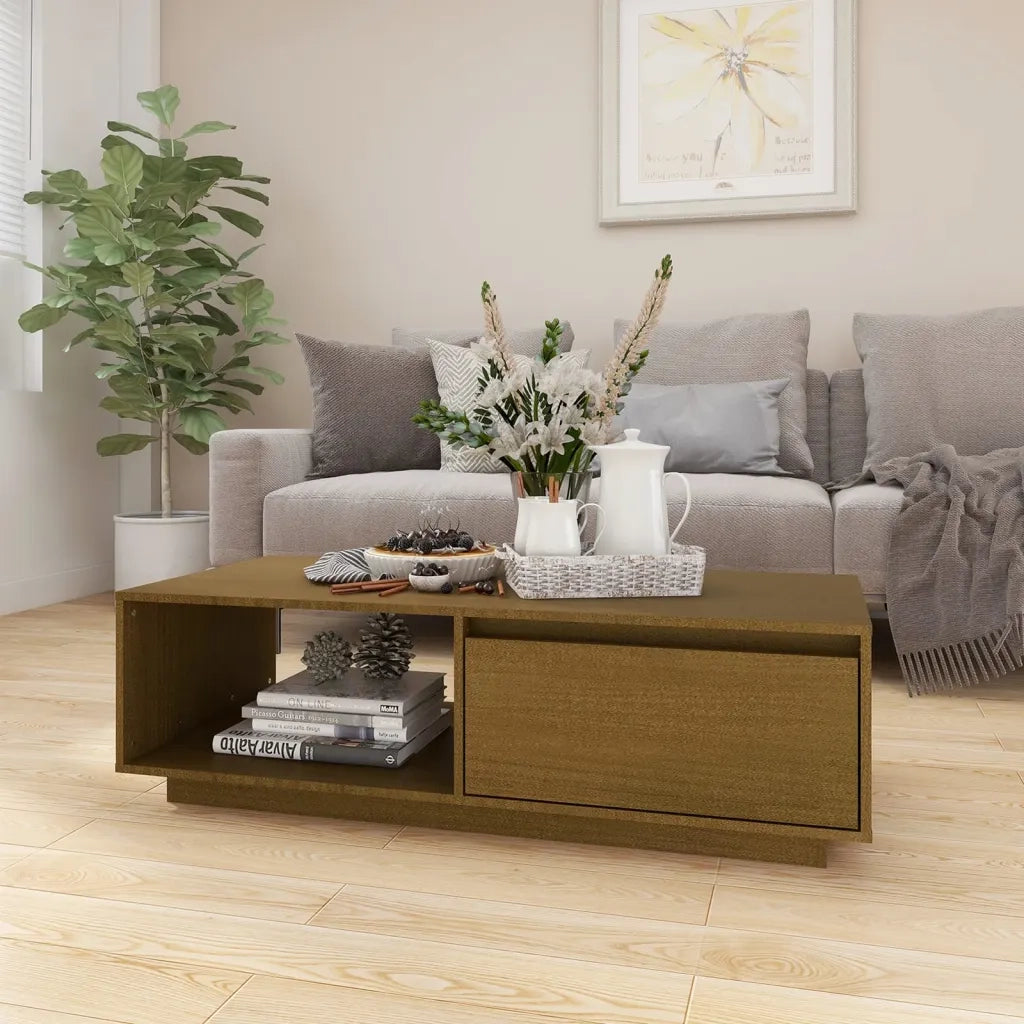 Tavolino Marrone ambra 110x50x33,5 cm in Legno Massello di Pino 809885