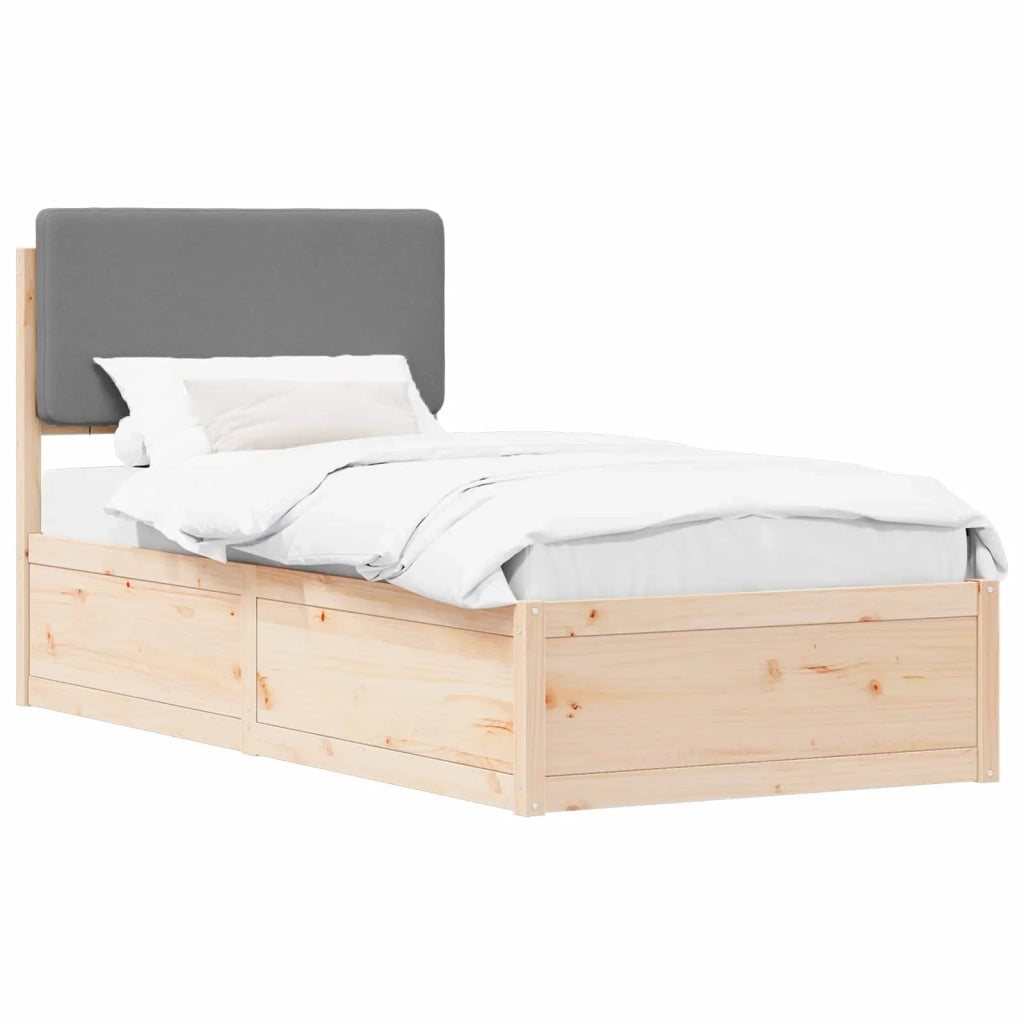 Letto con Testiera Rivestita Grigio chiaro 80 x 200 cm