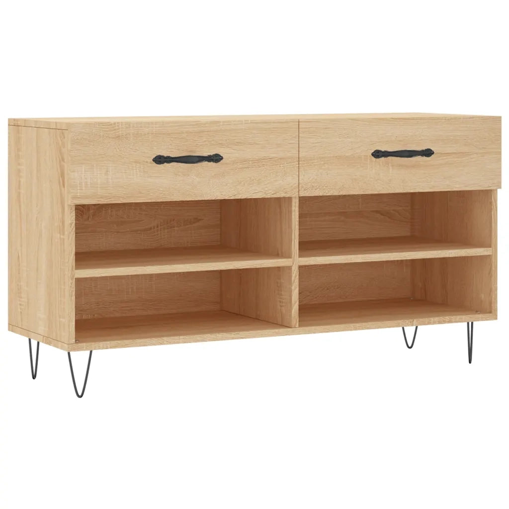 Panca Porta Scarpe-Sgabello-Panca Scarpiera Rovere Sonoma 102x35x55 cm Legno Multistrato 156588
