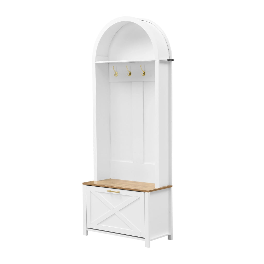 Scarpiera con Appendiabiti, Ripiani e Ganci ¨C MINIMAL ¨C Legno MDF, Metallo, Ingresso