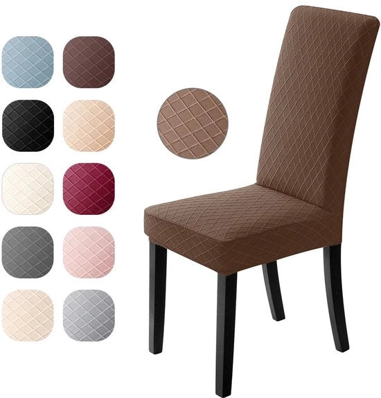 Set di 6 Hoes per Sedile Universali con Strettozza Jacquard, Hoes per Sedile Removibili, Tovaglia per Cucina Bi-Elastica con Strettozza per Decorazioni di Tavola e Feste di Matrimonio (Marrone, Pacchetto da 6)