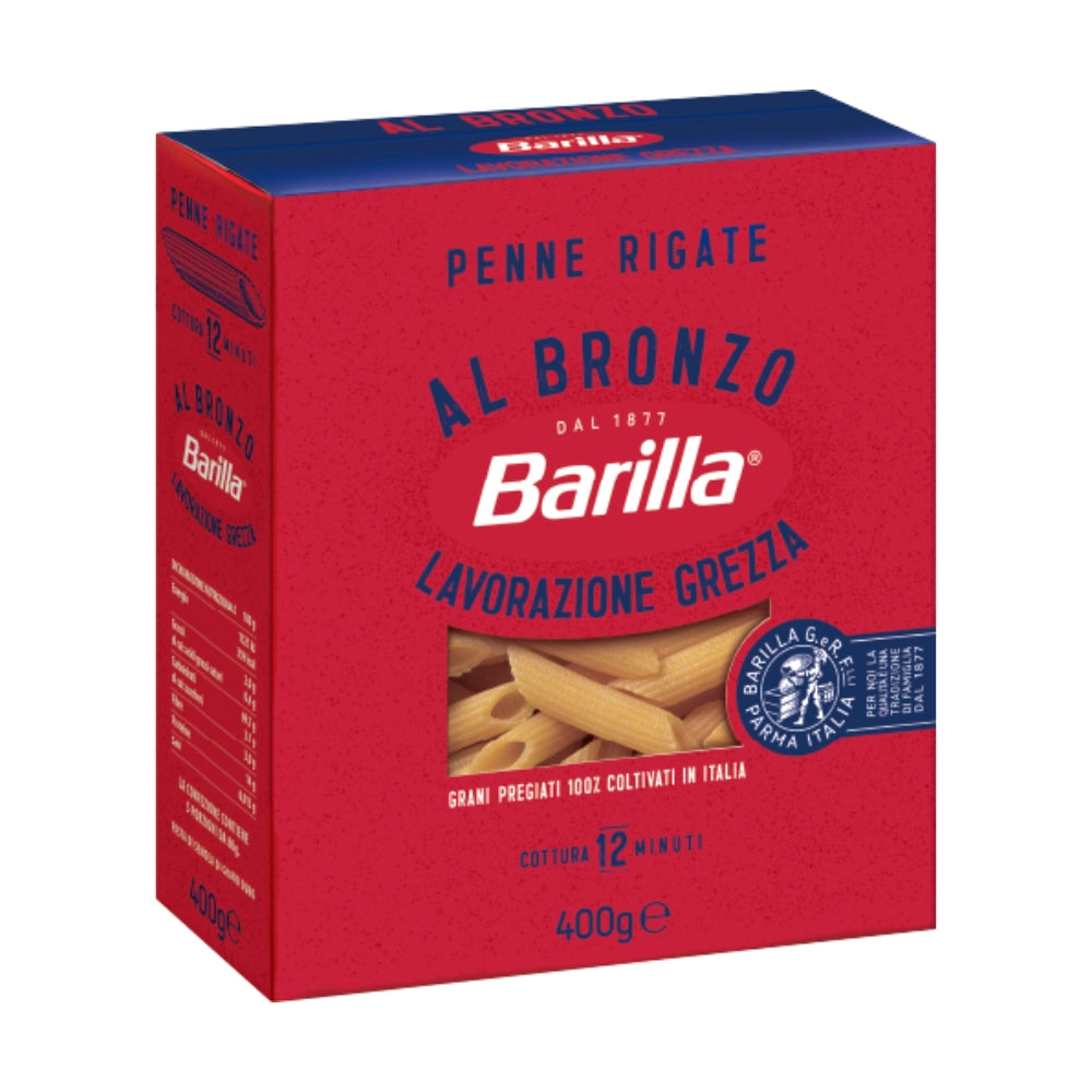 barilla penne rigate pasta trafilata al bronzo confezione da 400 grammi