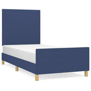 Letto singolo | Letto per adulti | Giroletto senza Materasso Blu 90x190 cm in Tessuto