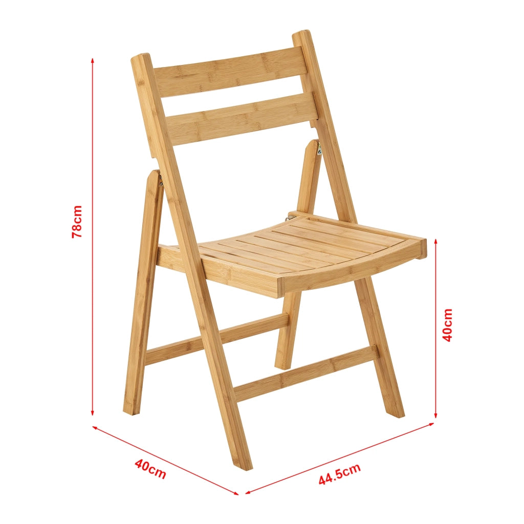 Set di 2 sedie pieghevoli da esterno per giardino campeggio e terrazza bambù 78 x 45 x 40 cm naturale 03_0009636