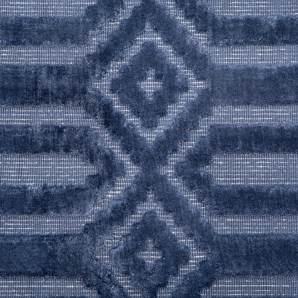Tappeto Blu Viscosa 80 x 150 cm Motivo Geometrico Tessuto a Mano Flatweave