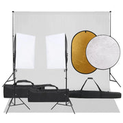 Kit per studio fotografico con illuminazione fondale e riflettore nero 02_0042451