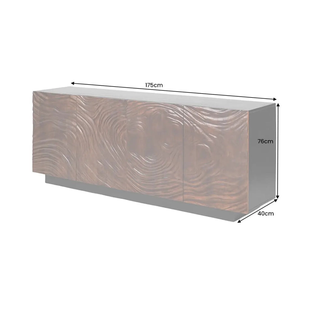 Buffet 175 cm 4 porte legno massiccio acacia nero e noce scuro – Collezione GAÏA