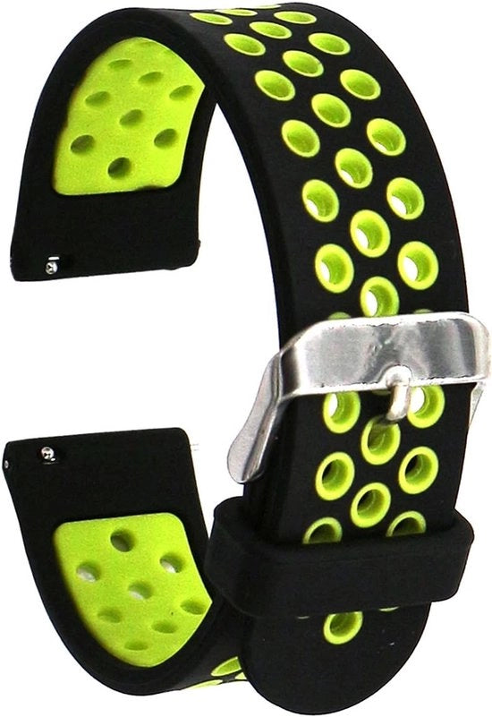 Cinturini per orologio da 20mm - Cinturino Soft Silicone con rilascio rapido - Cinturino di gomma di silicone per braccio - Nero Verde