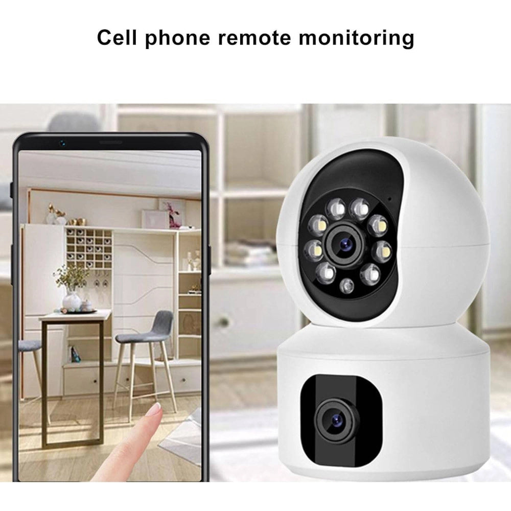 Trade Shop - Telecamera Wi-fi Doppia Videocamera Di Sorveglianza Motorizzata 360° Ip44 App -