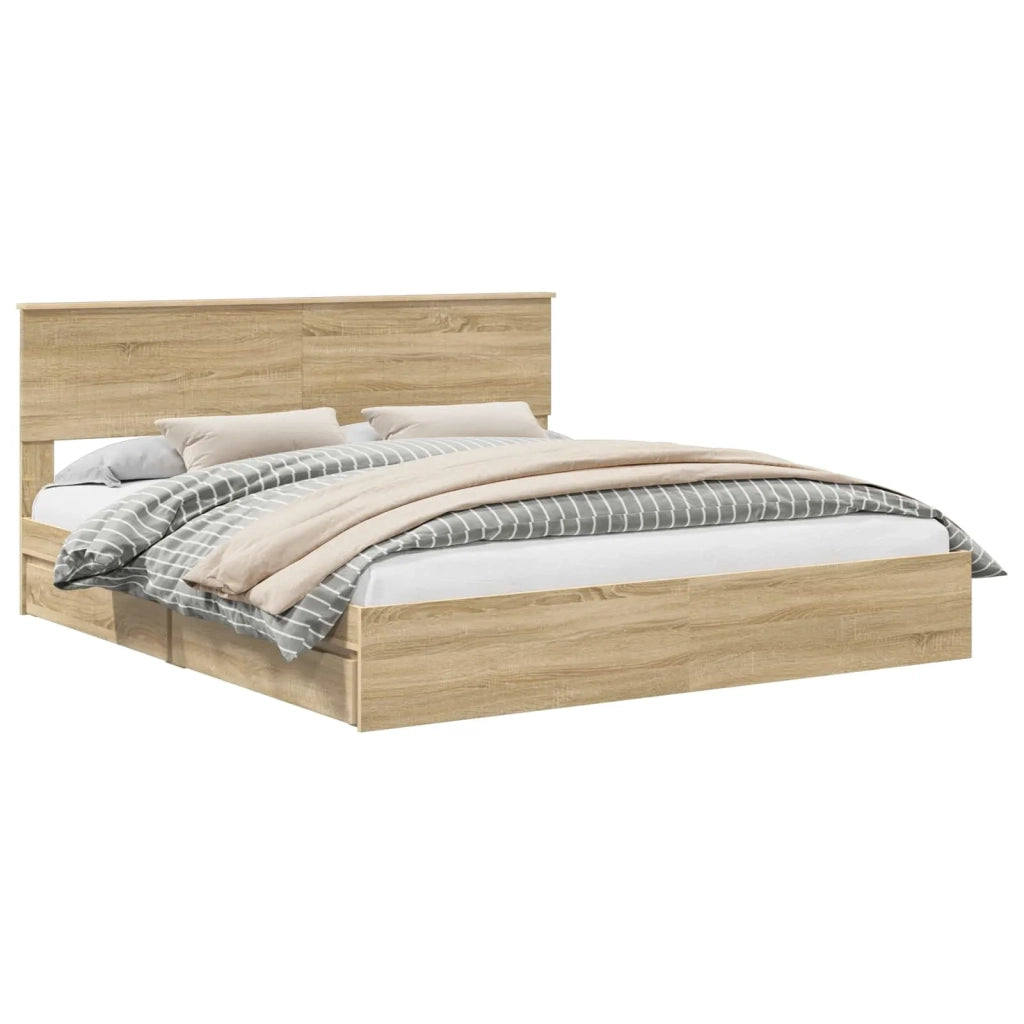 Letto con Contenitore con testiera Rovere Sonoma 180 x 200 cm