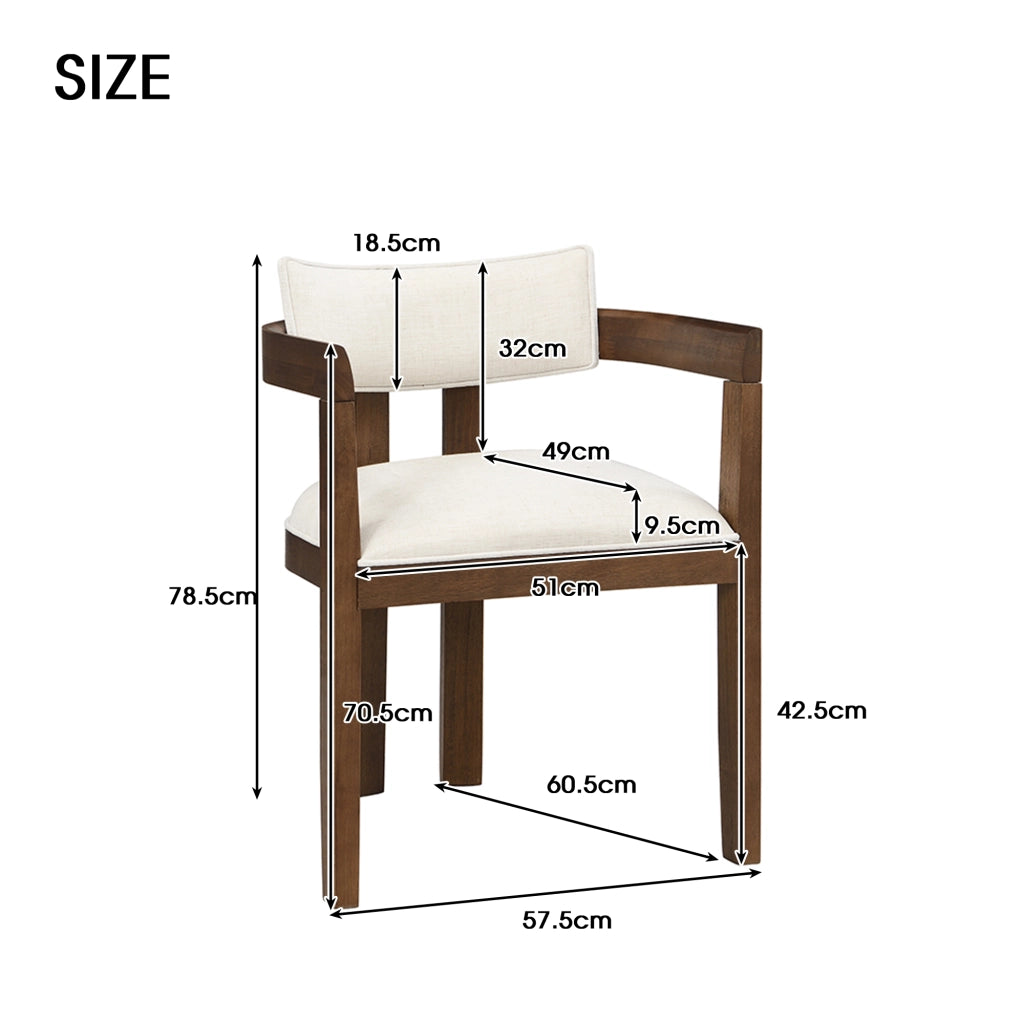 Sedie da Pranzo in Legno Massello ¨C Xylo ¨C Tessuto Lino, Stile Moderno, Noce, Set 4 Pezzi