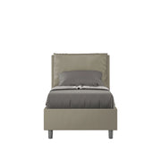 Letto imbottito Singolo 80x210 cm Antea - Similpelle,Cappuccino,Con rete