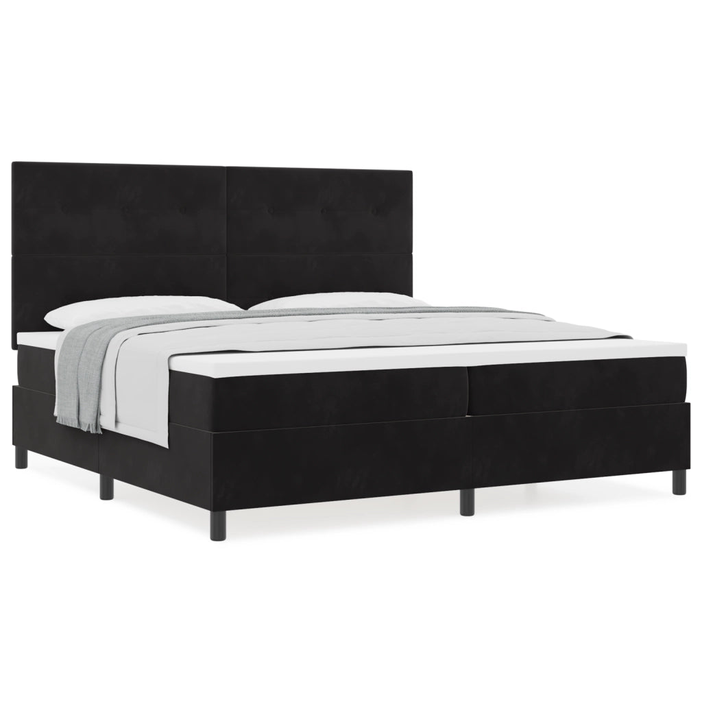 Letto a Molla con Materasso Nero 200x200 cm Velluto