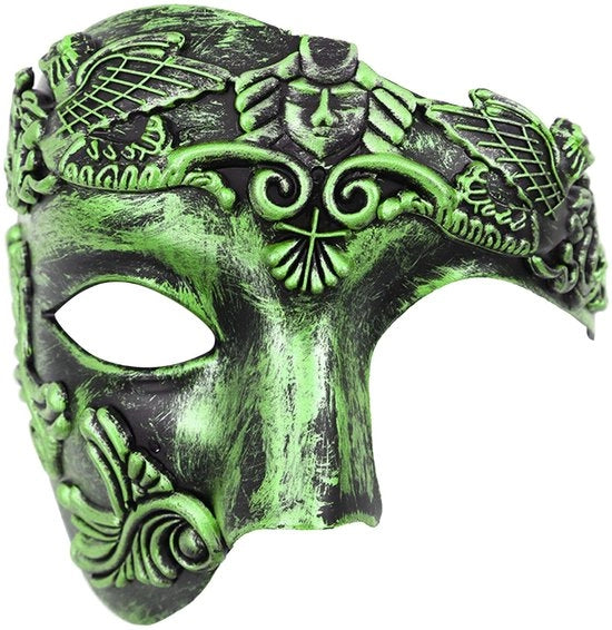 Maschera samurai per uomo, maschera per festa, maschera per Halloween, maschera per carnaval, maschera per uomo 1 pezzo, verde