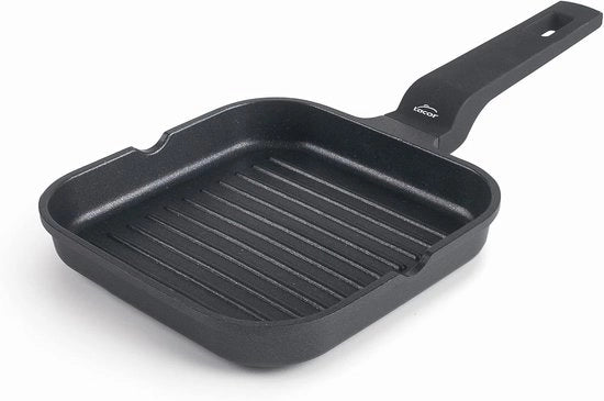 Griglia miniaturizzata - Anticarbonizzazione - Adatto per induzione - 1 pezzo - Nero - Alluminio fuso - 14x14 cm