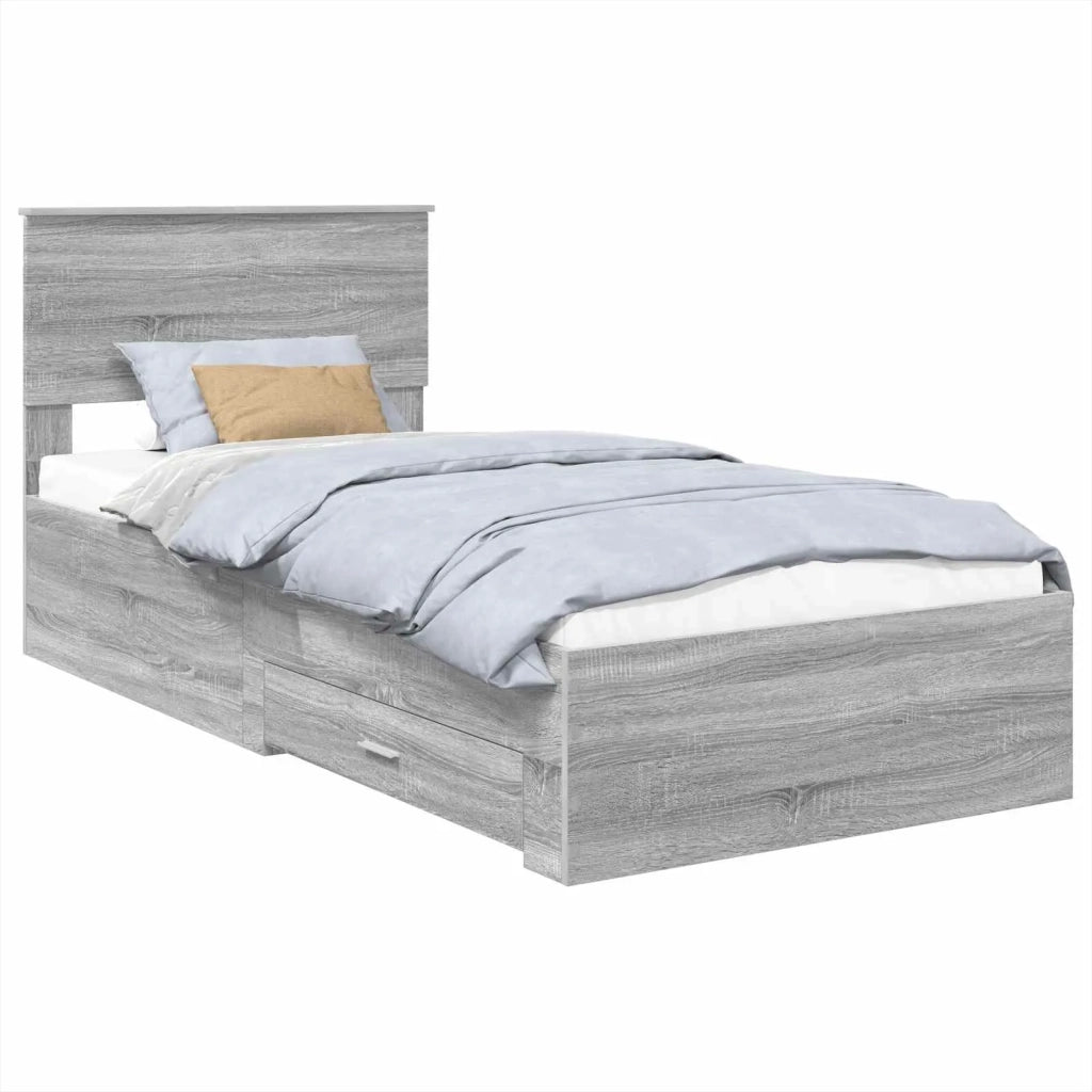 Struttura del letto con testiera Grigio Sonoma 100 x 200 cm