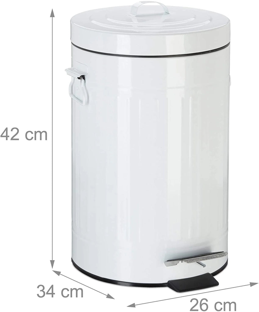 Pattumiera vintage a pedale in metallo per cucina o bagno 12 litri bianco 13_0002319_3