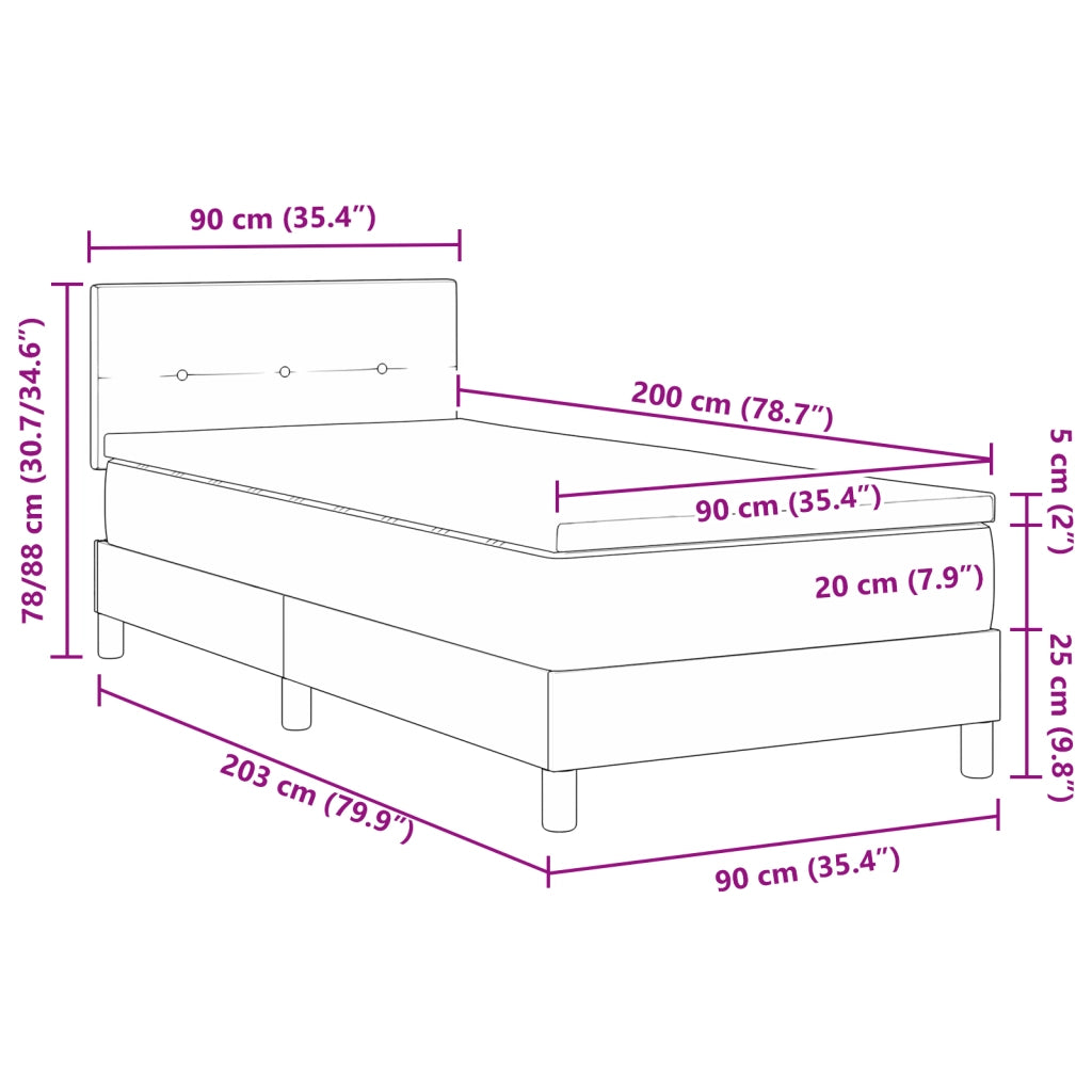 Letto con Rete a Doghe e Materasso Nero 90x200 cm Velluto