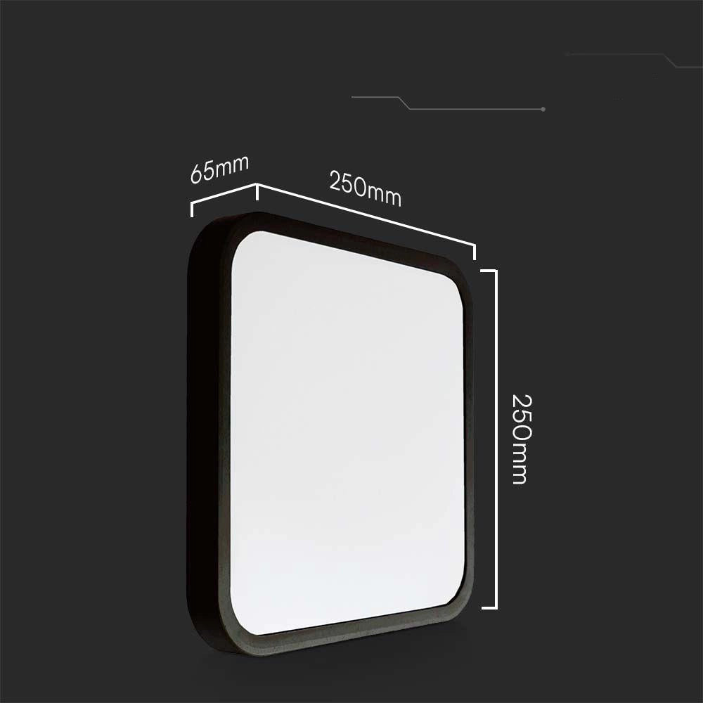 Plafoniera LED V-TAC 18W quadrata 25cm IP44 nera 4000K