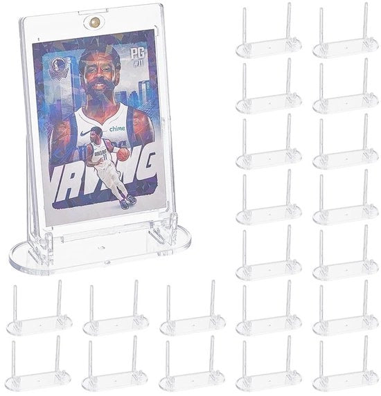 Display per Carte Sportive 20 Unità - Supporto per Display in Acrilico - Standaard per Carte da Gioco - Raccordo per Monete - Disegno Transparente - Materiale di Alta Qualità - Supporto per Display Standard