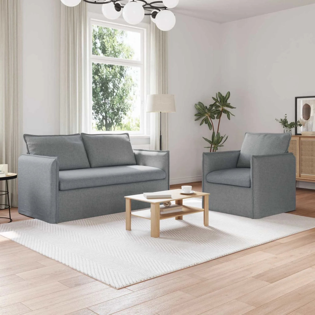 Set di divani 2 pcs Grigio Chiaro 156 x 82 x 85 cm Tessuto 3407567