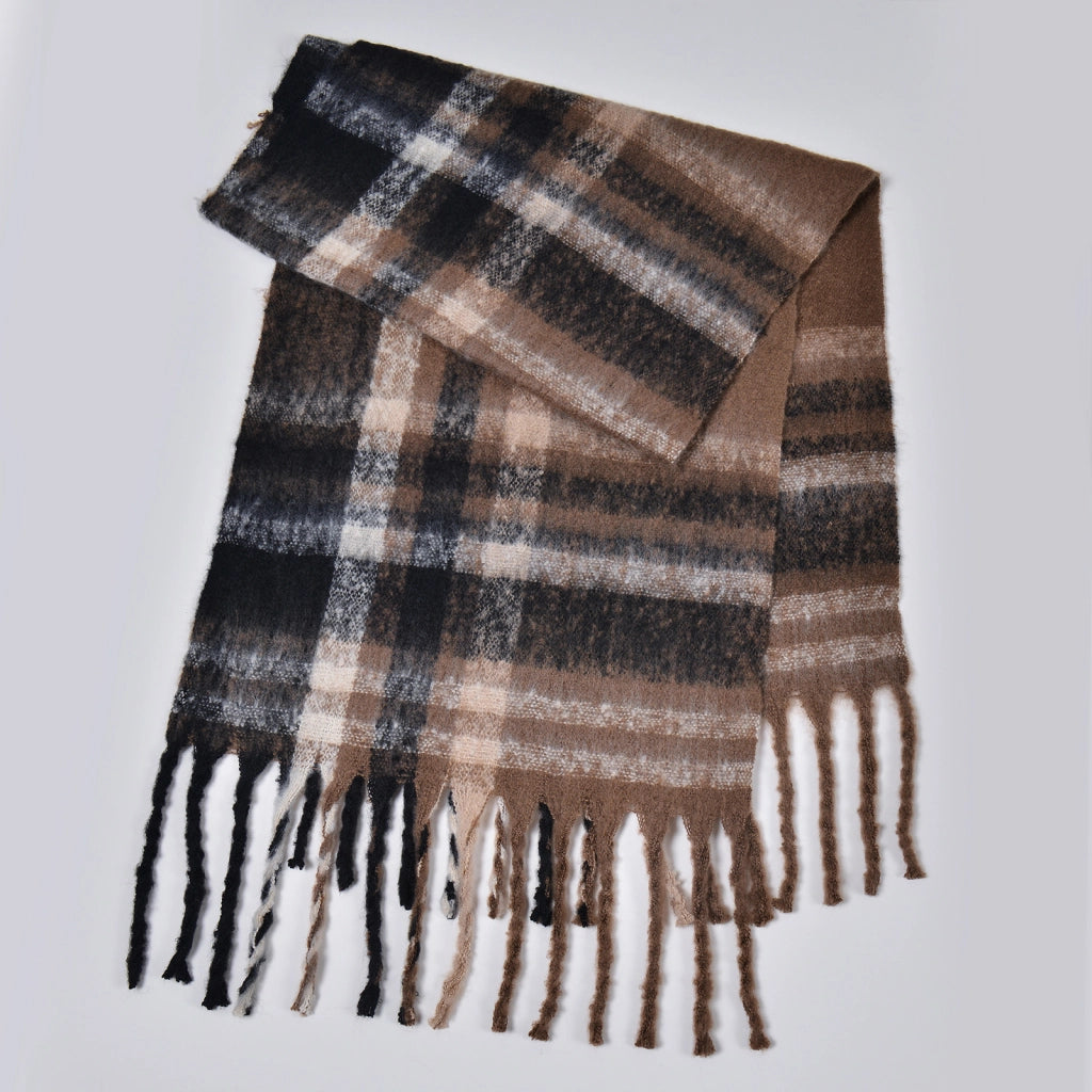 Nuova sciarpa a quadri spessa, elegante e calda, sciarpa lunga con nappe per uomo e donna, perfetta per le coppie.