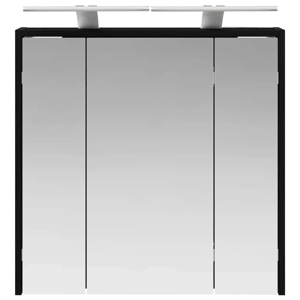 Mobiletto per specchio da bagno Rovere Nero 63,5 x 16 x 62,5 cm