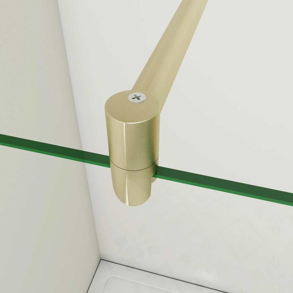 Box Doccia Walk In 100x200 cm Parete Fissa Vetro 8 mm Trasparente Anticalcare Oro Spazzolato Barra Stabilizzatrice 70-120 cm