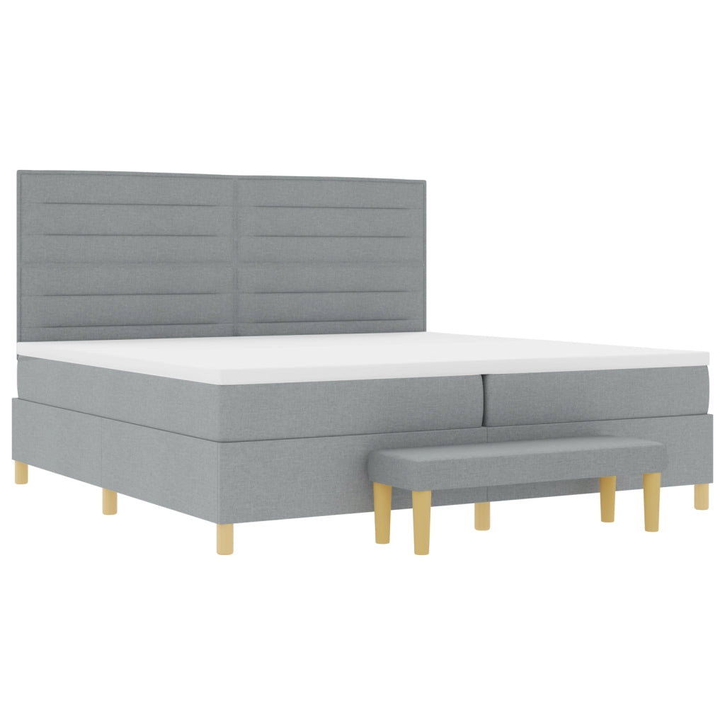 Letto a Molle  con Materasso e Panchina Grigio Chiaro 200x200 cm Tessuto