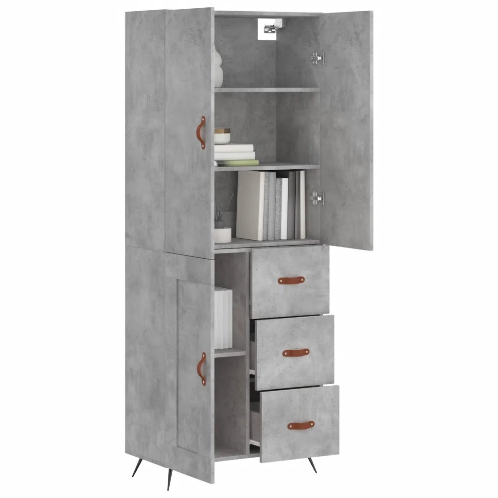 Credenza | Madia | Buffet da pranzo | Armadio da pranzo Grigio Cemento 69,5x34x180 cm in Legno Multistrato