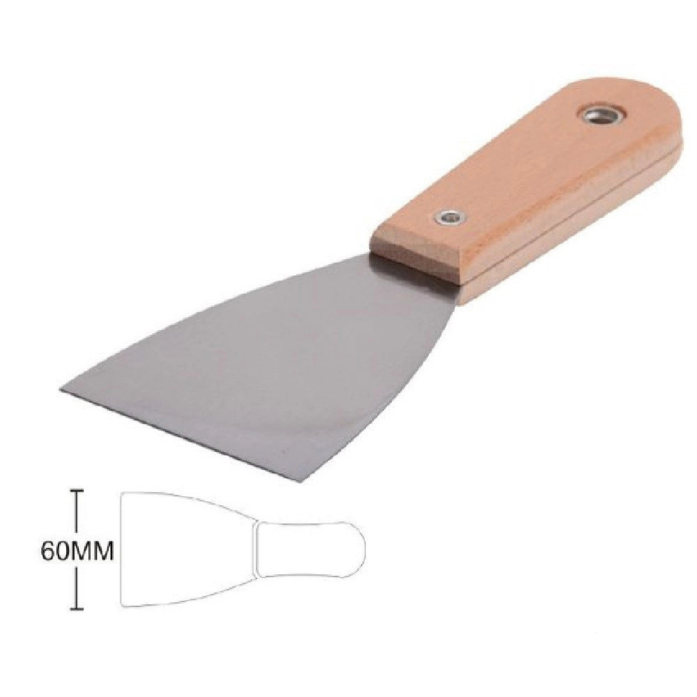 Trade Shop - Spatola Per Pareti In Acciaio 60 Mm Ferramenta Con Maniglia In Legno 2.5" 90427 -