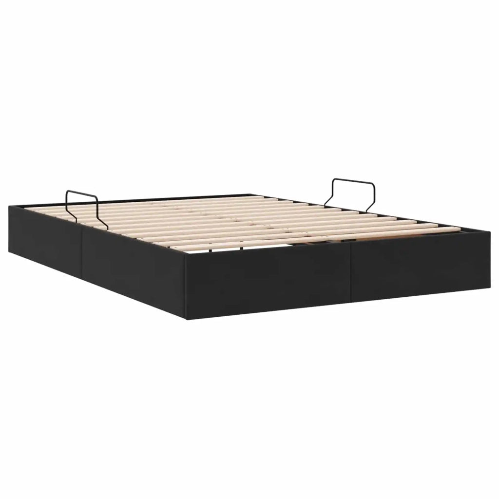Letto ottomano con archiviazione Nero 140 x 190 cm Velluto 3442882