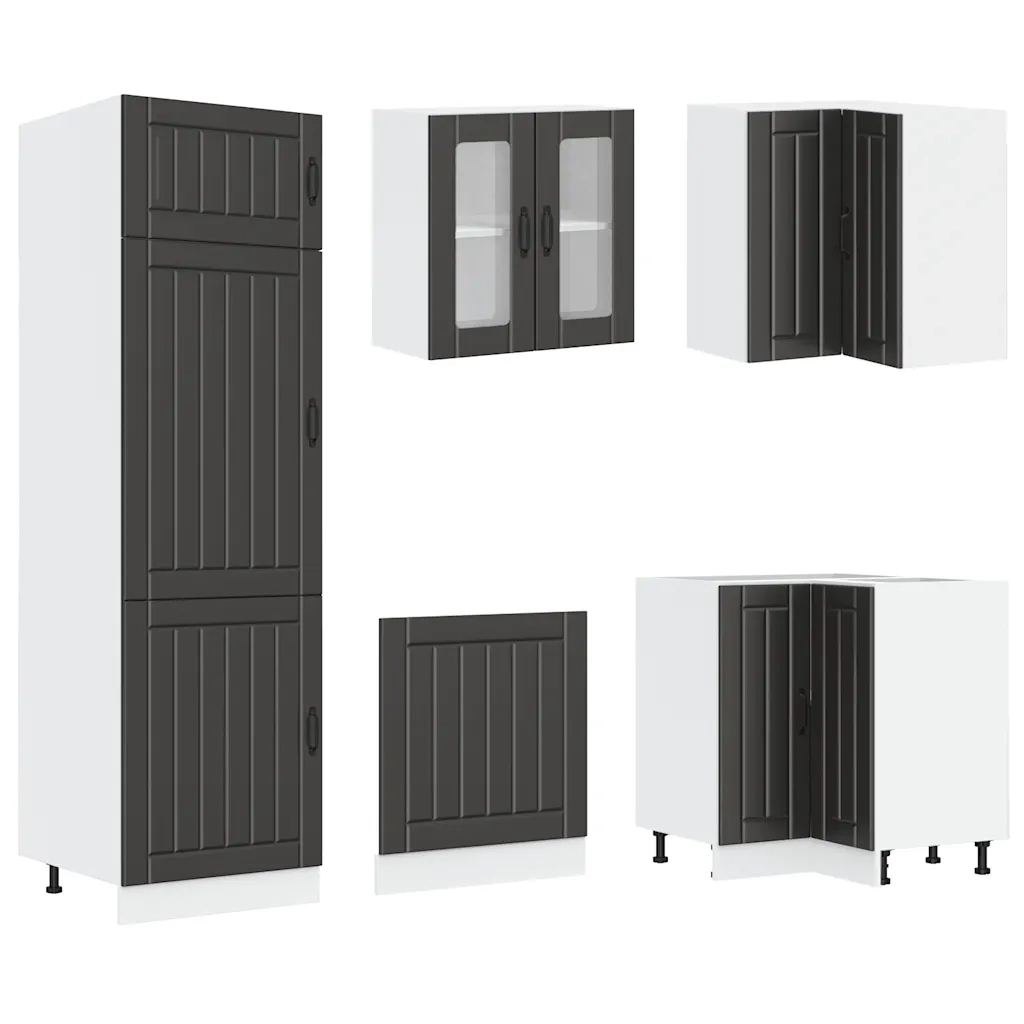 Set Mobili da Cucina 14 pz Lucca Neri Legno Multistrato