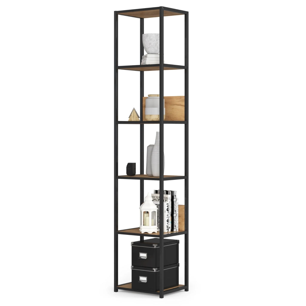 Scaffale stile industriale con ripiani in legno 40 cm Nera, Quercia Craft 40x32x192 cm
