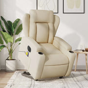 Poltrona Alzapersona Massaggiante Elettrica Crema in Tessuto 3204527