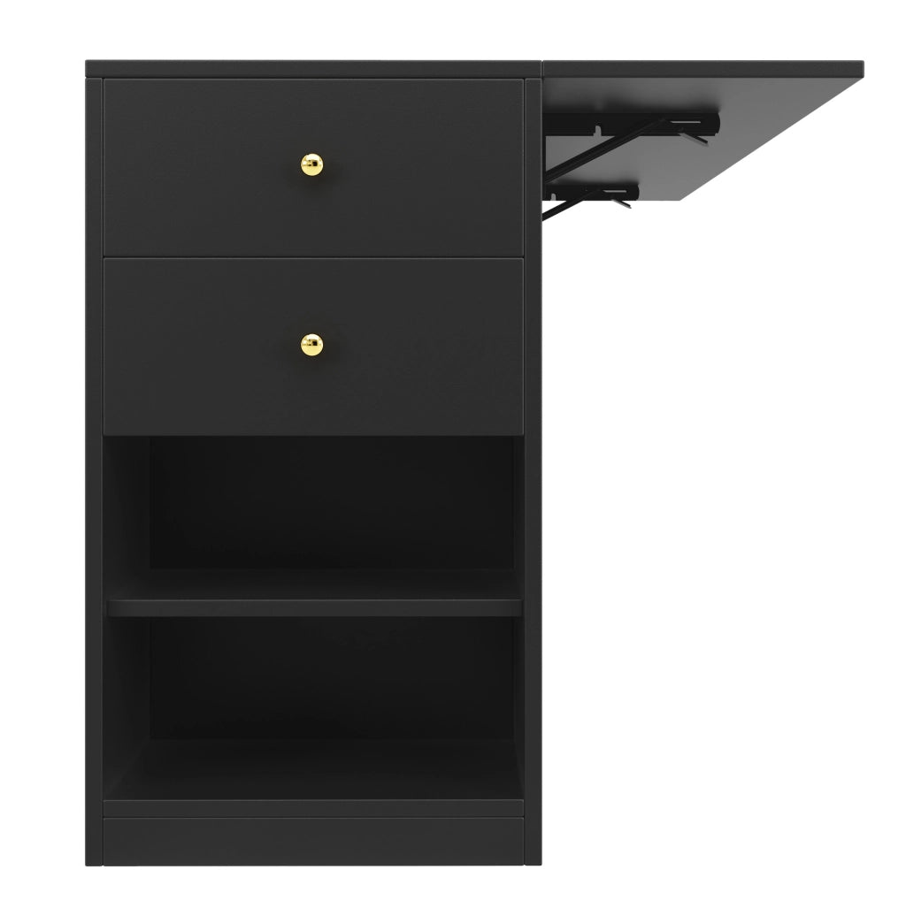 Isola da cucina 40x140 cm; piano ribaltabile; MDF; nero