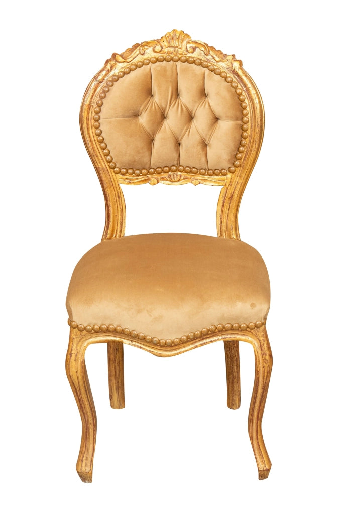 Biscottini Sedia poltroncina stile francese Luigi XVI in legno massello di faggio finitura oro