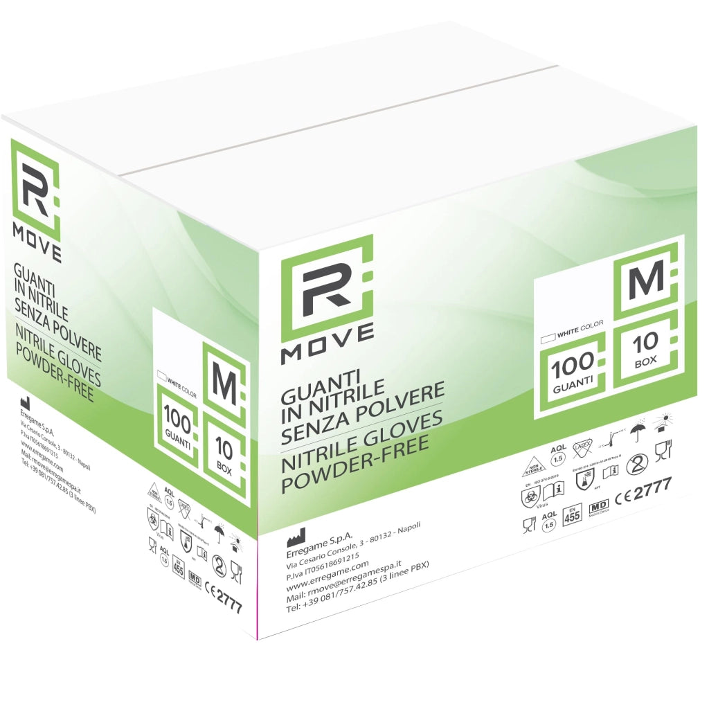 1000 guanti in Nitrile Bianchi M senza polvere, senza lattice, ipoallergenici, 10 box da 100 guanti monouso per Estetisti, Tatuatori, Ambiti Medici