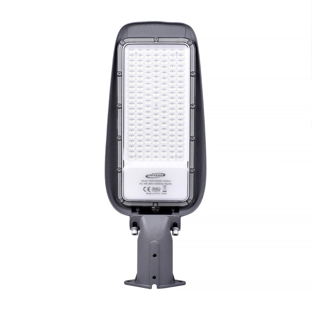 Lampione Stradale LED 100w, 220V, 9000 Lumen, Luce fredda 6500K, Impermeabile IP65, Alluminio grigio, Inclinazione Regolabile