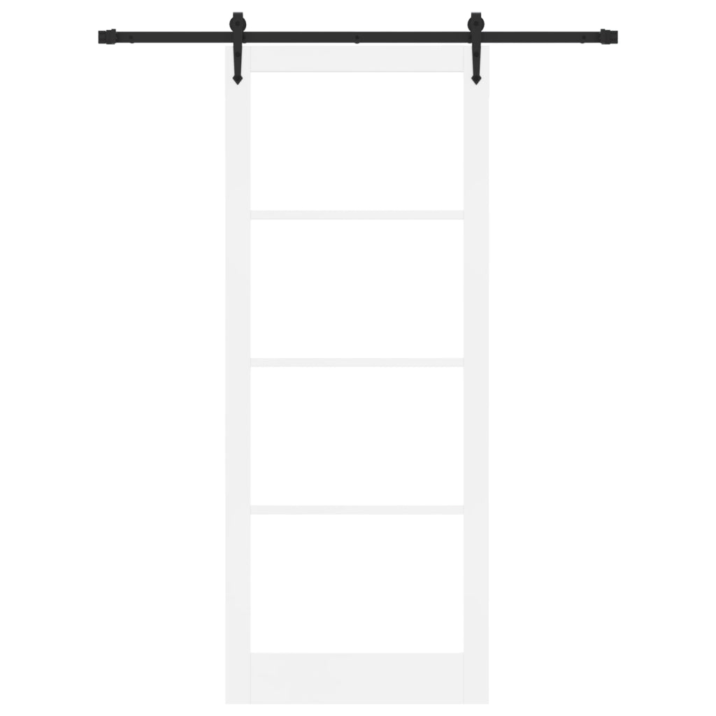 Porta scorrevole  con set di accessori Bianca 93x232 cm Legno massello di pino