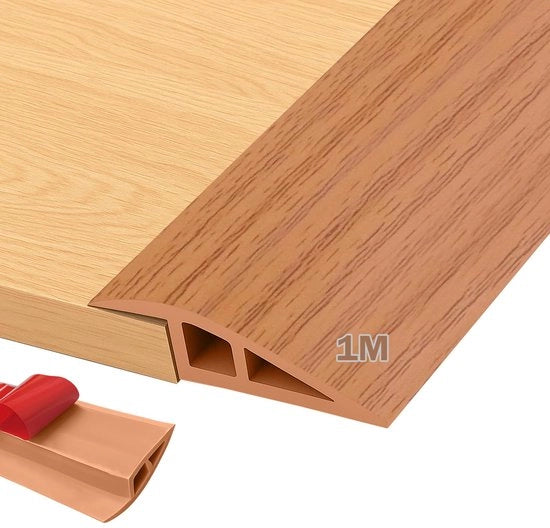 Profilo di transizione autofibro 1M x 5CM, striscia di transizione in PVC per pavimento, rail di transizione autofibro per pavimenti e tappeti, striscia di transizione per pavimenti in parquet e tappeti (colore legno giallo eichen)