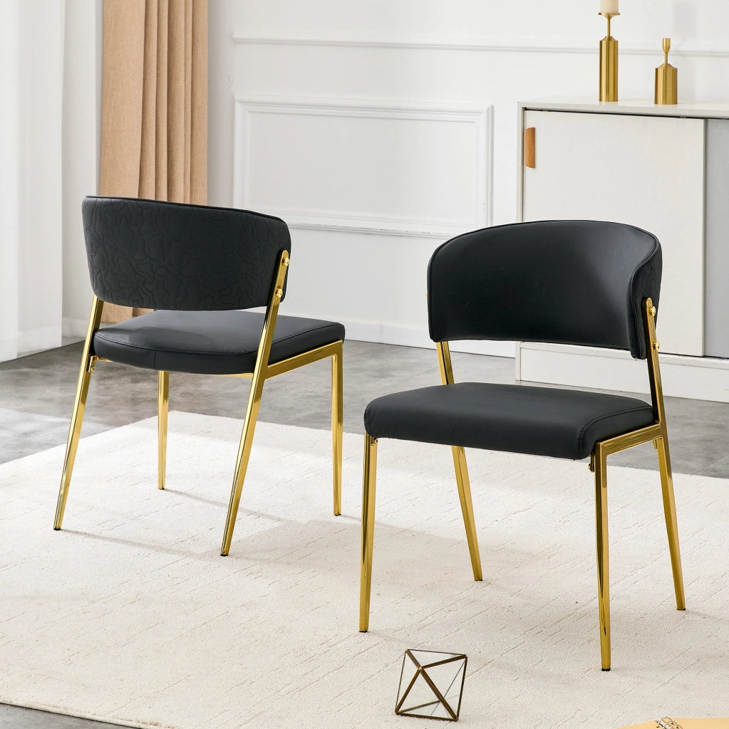 Set di 2 sedie da cucina 74x53.5x51 cm ergonomiche in PU nero