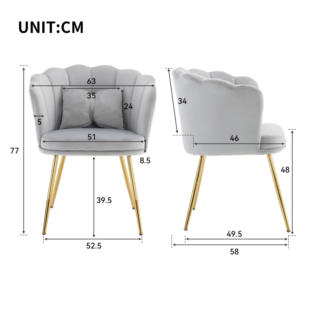 Set di 2 poltrone 63 x 58 x 77 cm grigie – schienale a petalo con cuscini