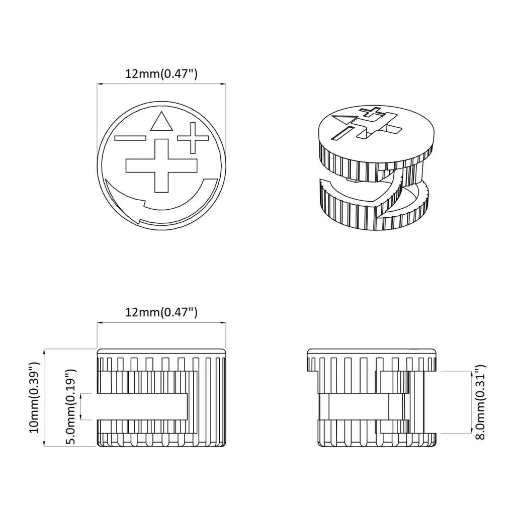 Dadi con bloccaggio a cam 12 pz Argento 12 x 10 mm Metallo CFW9774730
