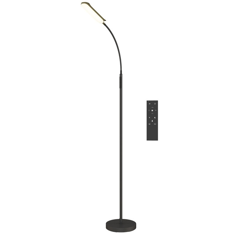 Lampada da terra LED ?22x175 cm con collo di cigno regolabile in acciaio nera