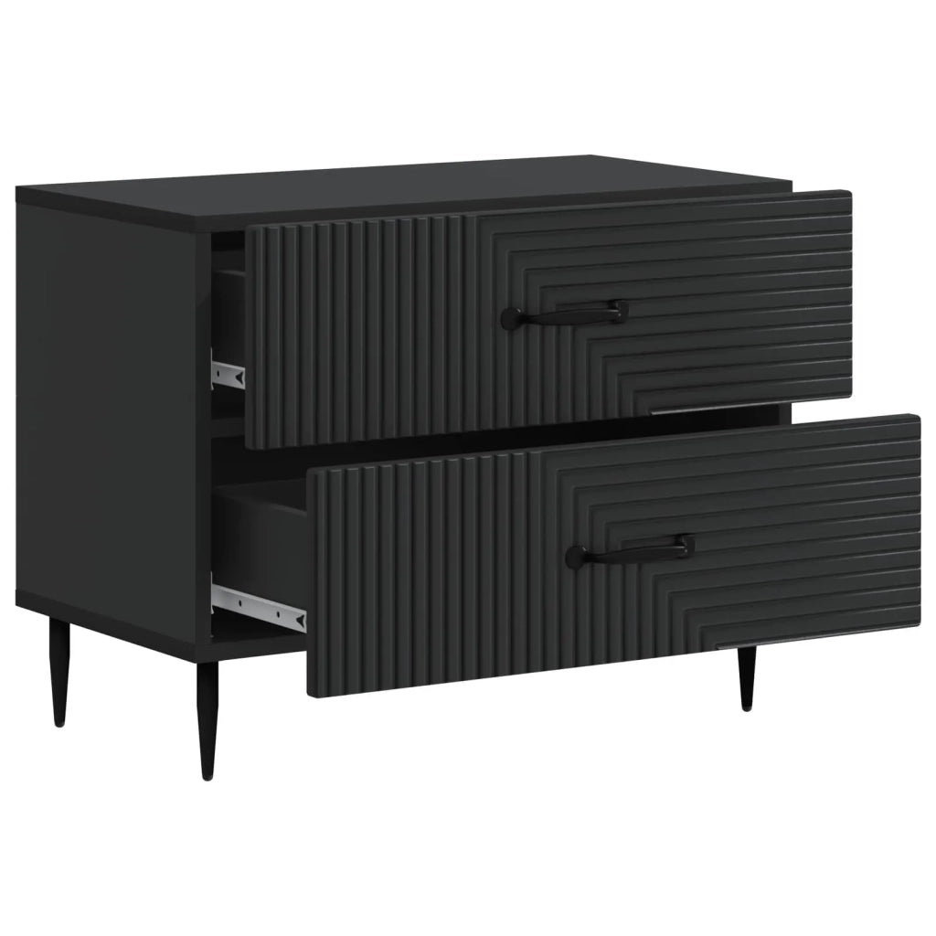 Comodino | Armadio da Notte | Mobiletto da notte Nero 62 x 34,5 x 47,5 cm Legno ingegnerizzato